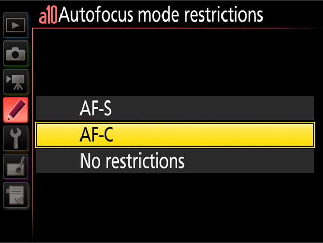 a10: Autofocus Mode Restrictions